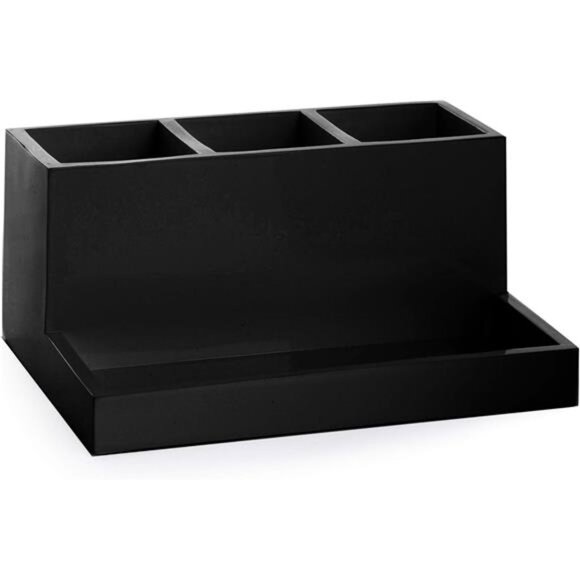 Matte black organizer 3 compartment makeup brush holder toothbrush holder tray - Picture 1 of 3